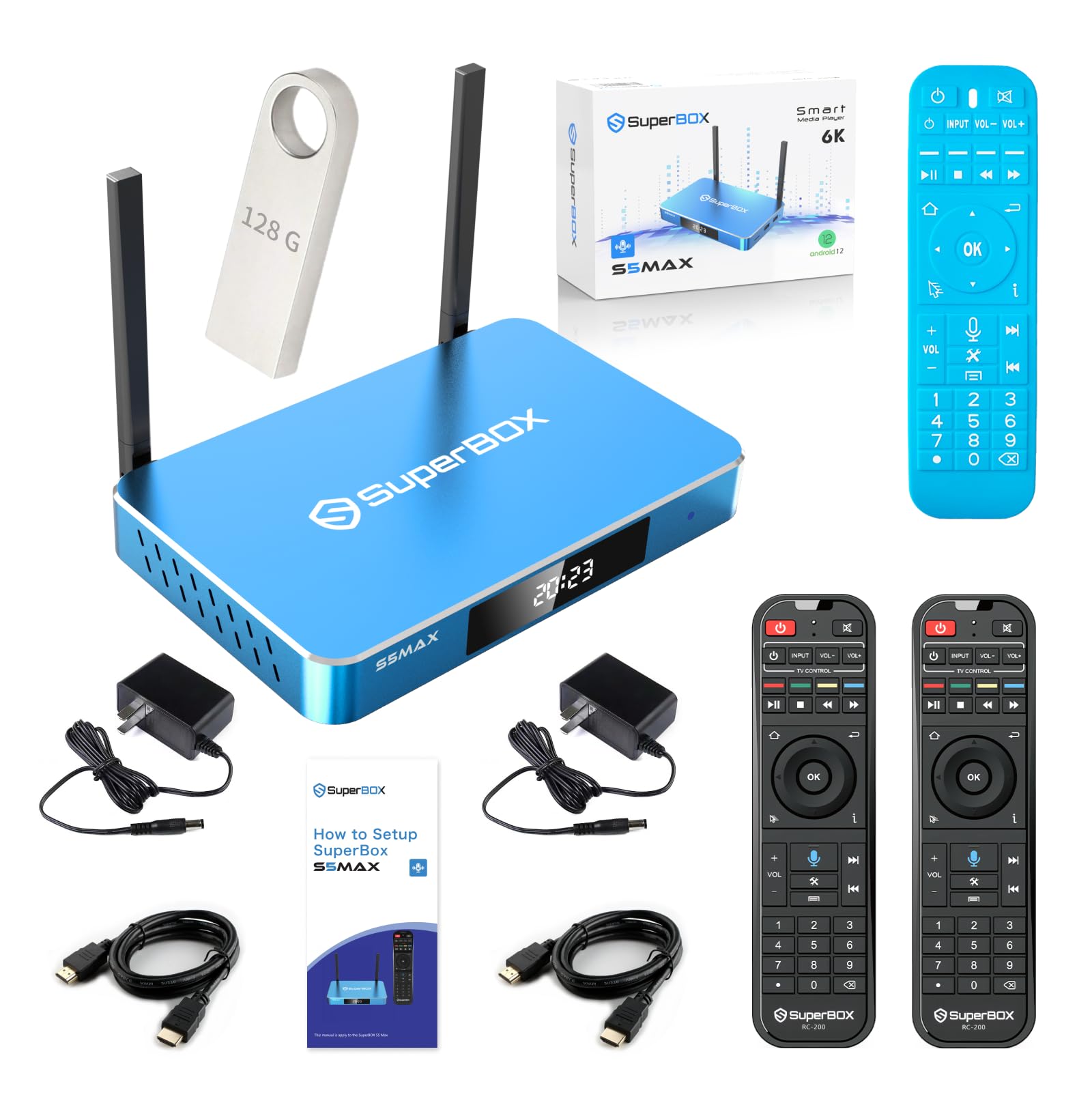 Super Box S5 MAX (Newest 2024) TV Box Official Set with Double