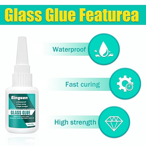 Miniatura 4 de Pegamento de vidrio, 1.06 oz de pegamento acrílico transparente impermeable, pegamento de vidrio a vidrio para pegar vidrio. Super pegamento