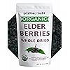 100% Organic Elderberry Dried, Whole Dried Elderberries Berries Organic, European Wildcrafted All Natural, Non-GMO, Non-irradiated Elderberries Organic, Make Syrup, Tea, 6 Ounces Resealable Bag (Packaging May Vary)