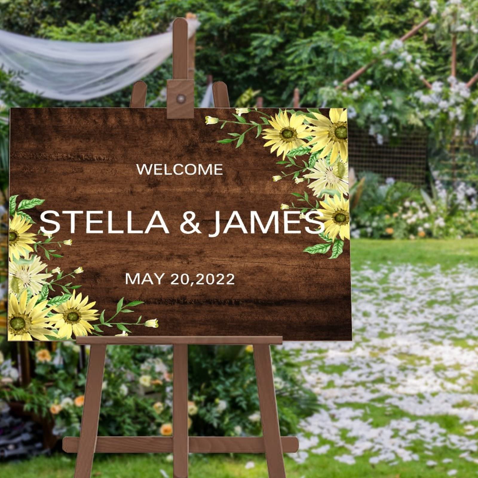 Panneau de bienvenue mariage bois grand format 50x75 cm pour fête et fiançailles