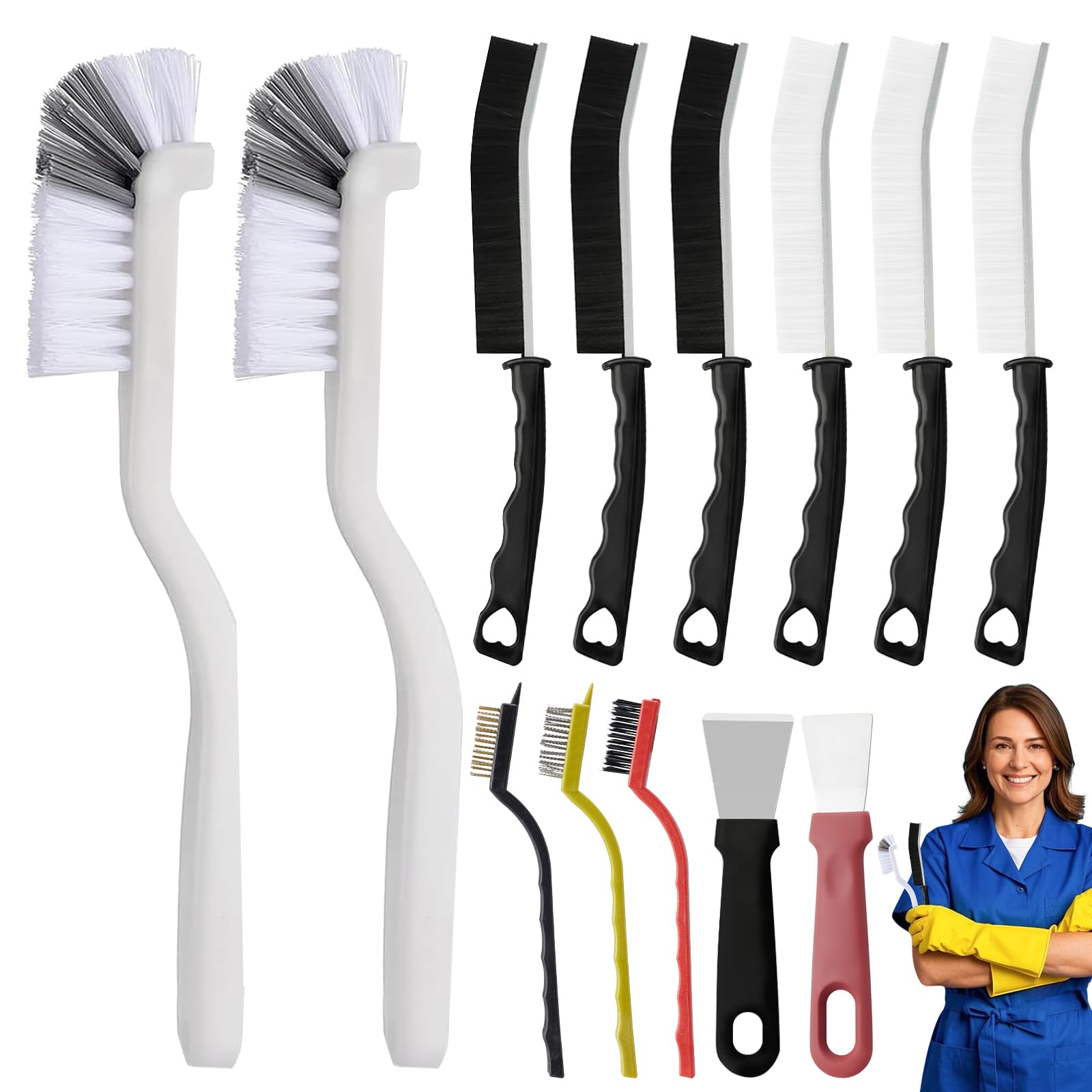 Crevice Cleaning Brush,13 Pcs Scrub Brushes for Cleaning Hard Bristle Cleaning Brushes for Household Use, CleaningSupplies for Kitchen, Bathroom, Corner, Sink, Cup, Bottle