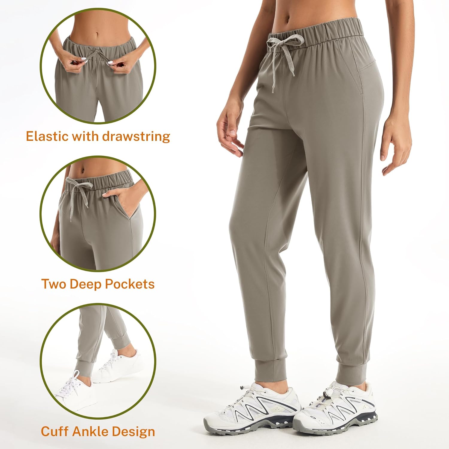 Women's Joggers Pants with Pockets Drawstring Running Sweatpants Workout Casual Tapered Pants - Image 4