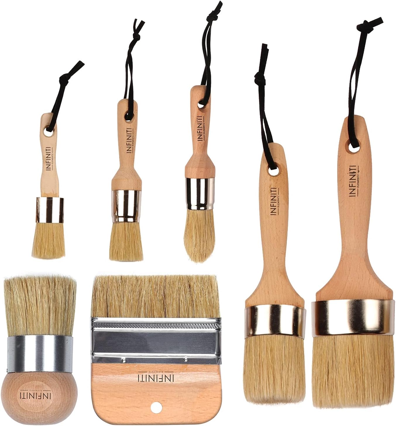Professional Chalk and Wax Paint Brush 7PC Set!!!! Large DIY Painting and Waxing Tool | Smooth, Natural Bristles | Folk Art, Home Décor, Wood Projects, Furniture, Stencils | Reusable (Extra Large 7pc)