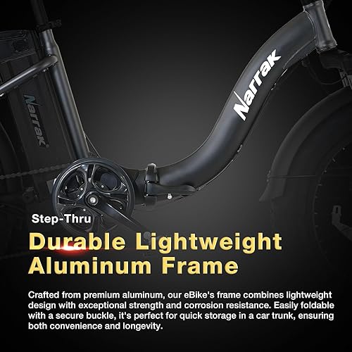 Miniatura 21 de Bicicleta eléctrica plegable Fat Tire, batería extraíble de litio de 48 V y 624 Wh, motor sin escobillas de pico de 1100 W, velocidad máxima 28 Mph