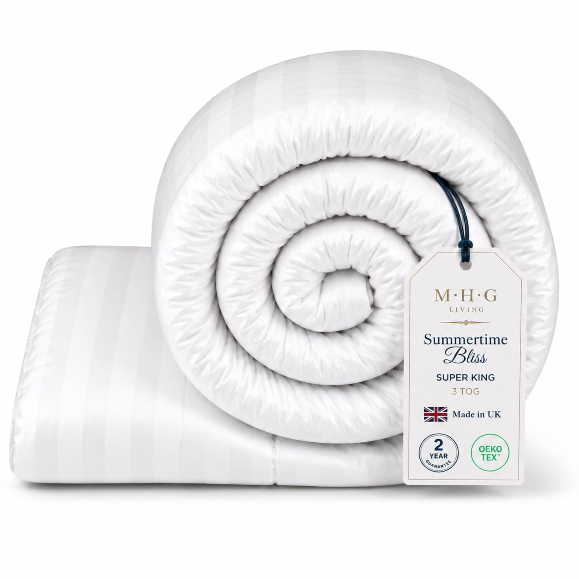 Mhg Living 3 Tog Summer Super King Duvet - Lightweight Cooling Hollowfibre Quilt For Hot Sleepers, Oeko-Tex Certified, Made In Uk, Hypoallergenic & Breathable, Machine Washable Bedding, 260X220cm