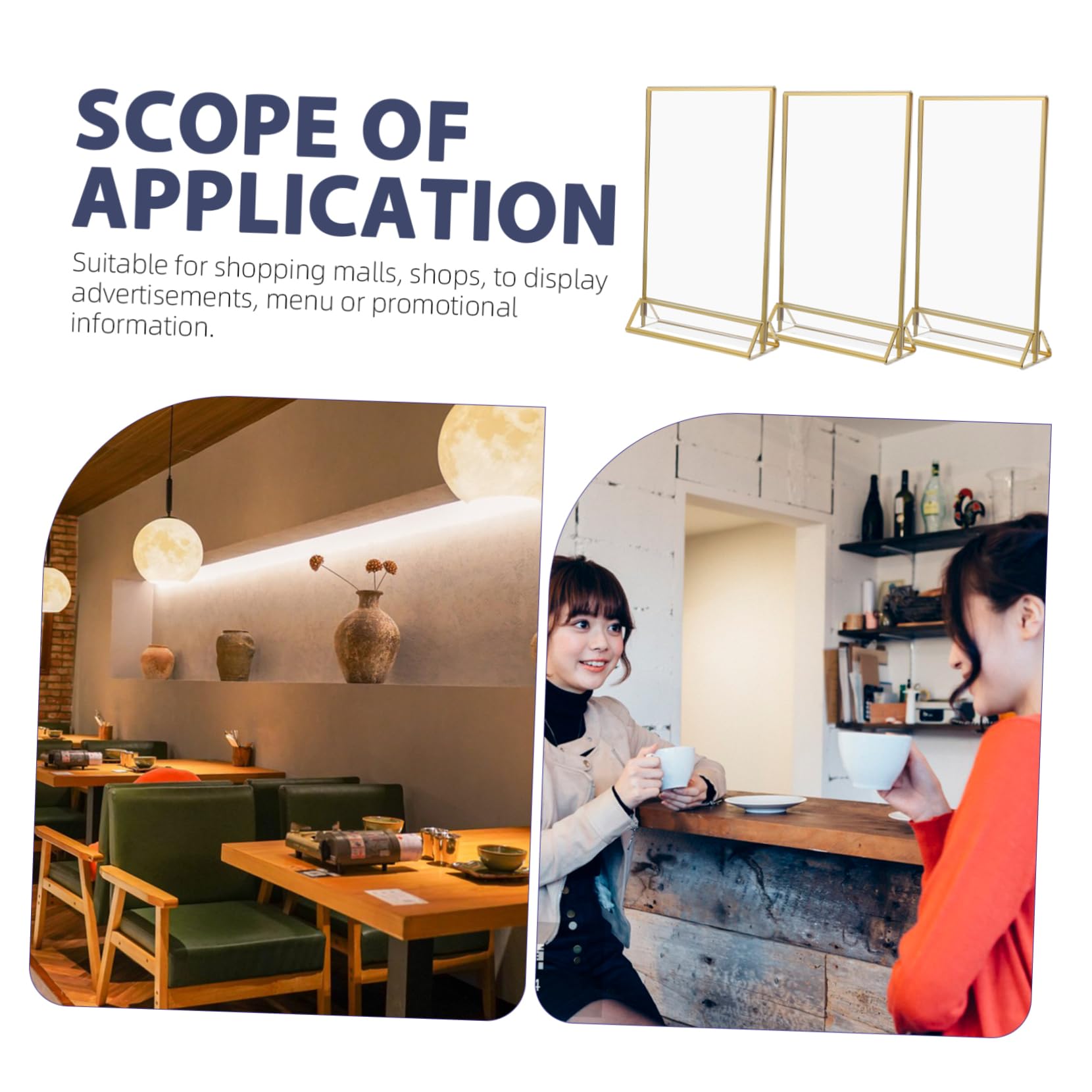 6pcs Porte-affiche de Menu en Acrylique Or Base Antidérapante, Support Double Face Pratique pour Supermarchés et Centres Commerciaux