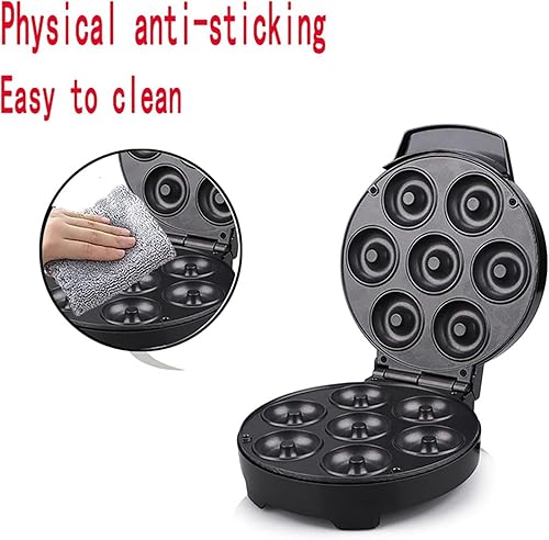 Miniatura 4 de Mini máquina de donas, máquina de donas eléctrica de 1200 W, con superficie antiadherente, mango antideslizante, para hacer 7 donas, desayuno apto