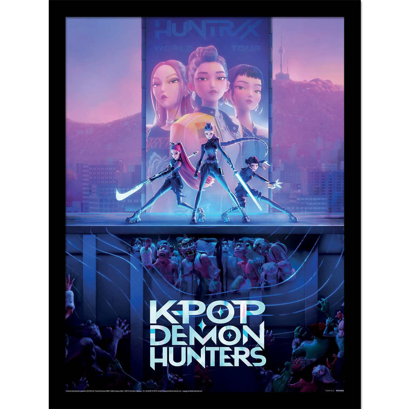 K Pop Demon Hunters  Kids Black Poster, Sports Direct