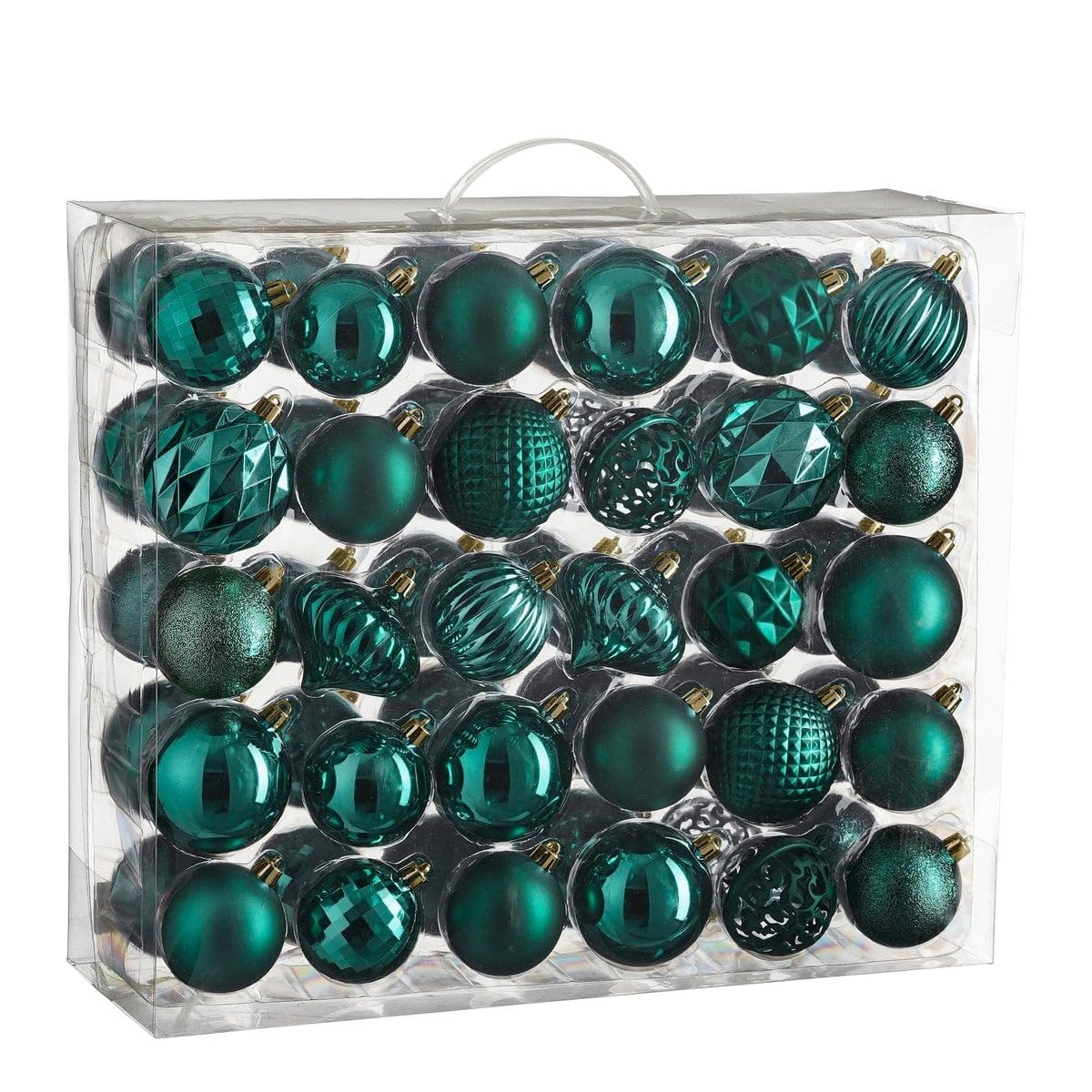 Weihnachtskugel Set Enthält Recyceltes Polystyrol, Unzerbrechlich, Weihnachtsbaum Dekoration, Christbaumschmuck, Für Kinder Haustiere, Dunkelgrün, 60 Stück Ø7 cm