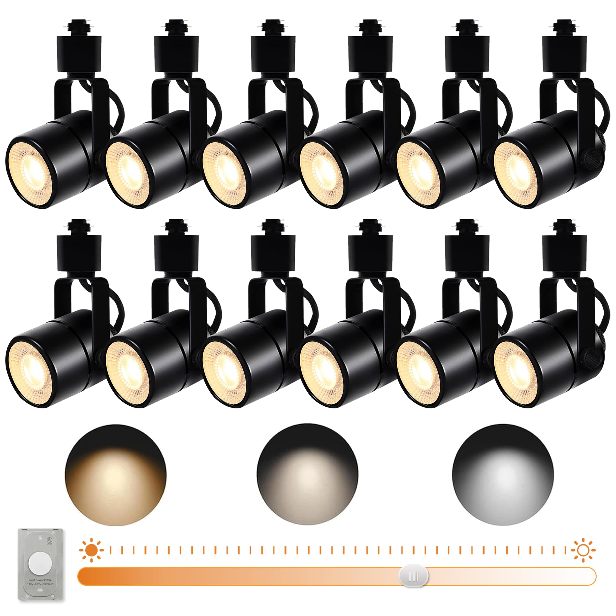 Track Lighting Heads with GU10 3CCT Adjustable Black 12 Heads