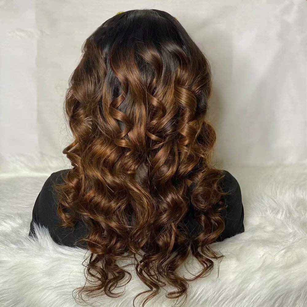 QUINLUX WIGS#1b30 Body Wave Brown Highlight Human Hair Wigs 180% Density HD Transparent Lace 13x6 Lace Front Wig Deep Part Pre Plucked Natural Hairline Brazilian Remy Human Hair Glueless Wig For Women