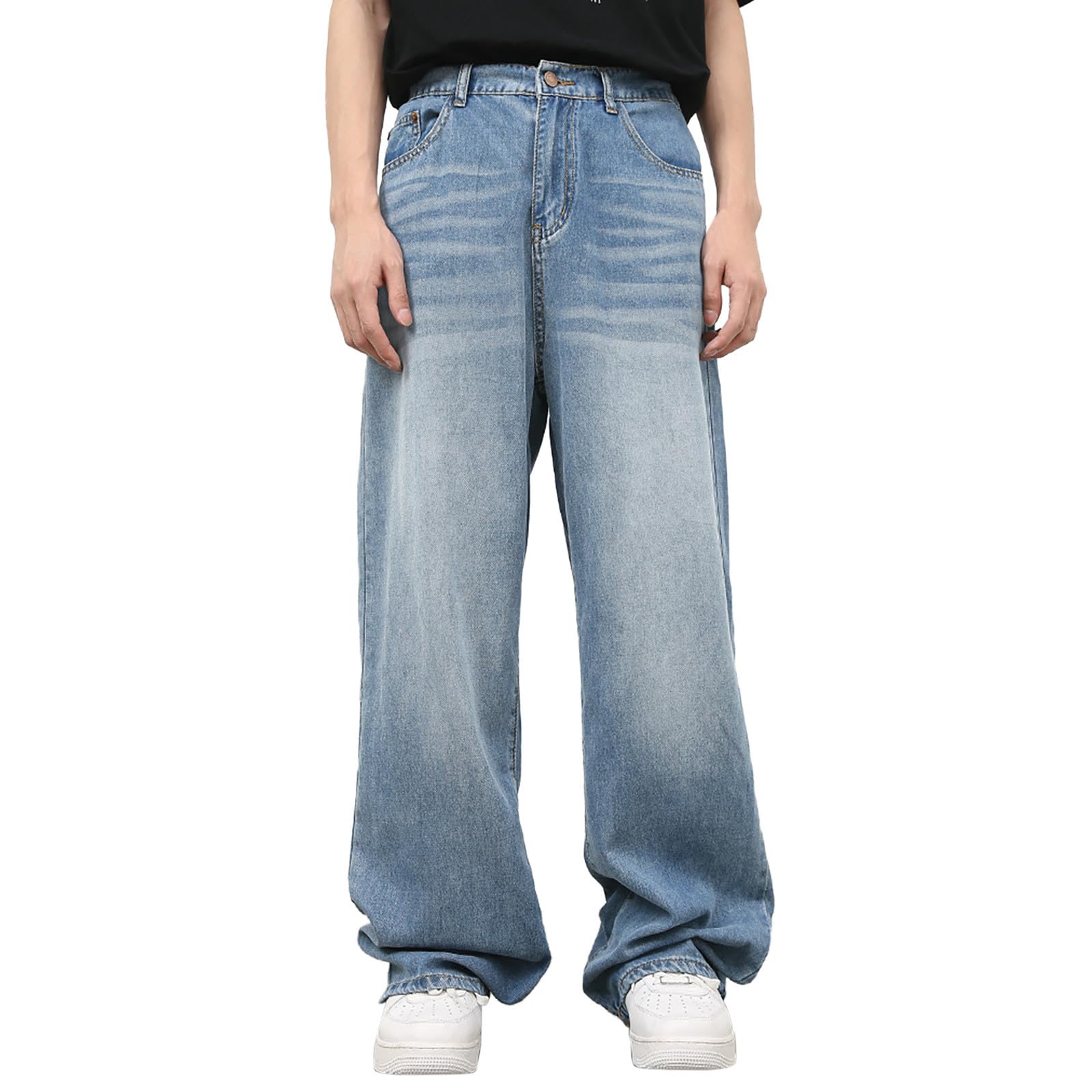 Jeans Baggy Uomo Zampa Invernali Elefante Y2K Slim Pantaloni Flare Larghi Jins Fit Moto Balloon Loose Flared Cargo Salopette