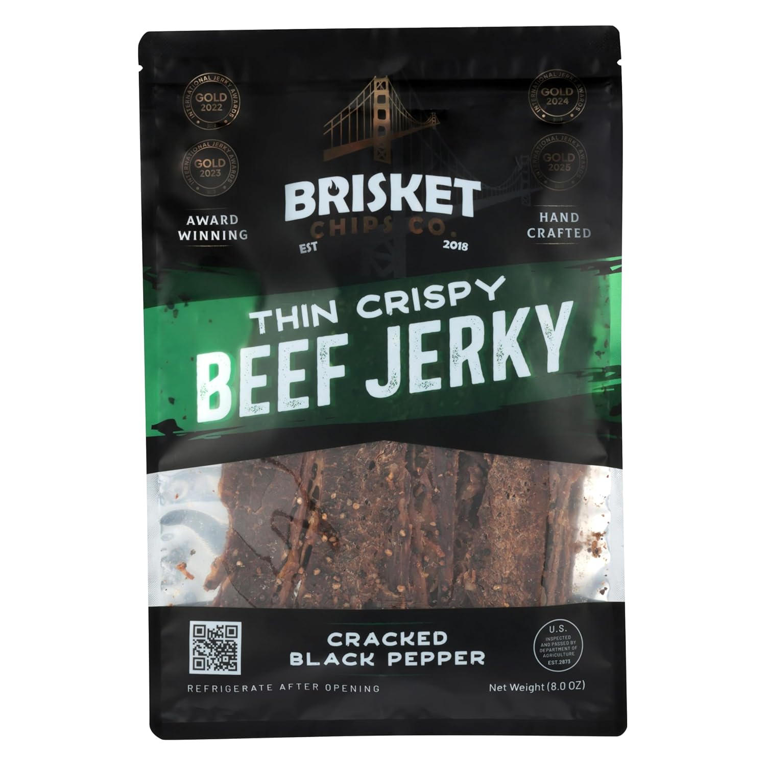 Brisket Chips Co. Cracked Black Pepper Brisket Chips, Crispy, High Protein, Beef (8oz)