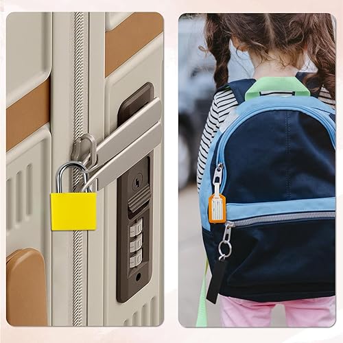 Miniatura 7 de Paquete de 10 candados para equipaje con llave + paquete de 10 etiquetas de viaje, etiquetas de equipaje para maletas, bolsas, etiquetas de nombre,