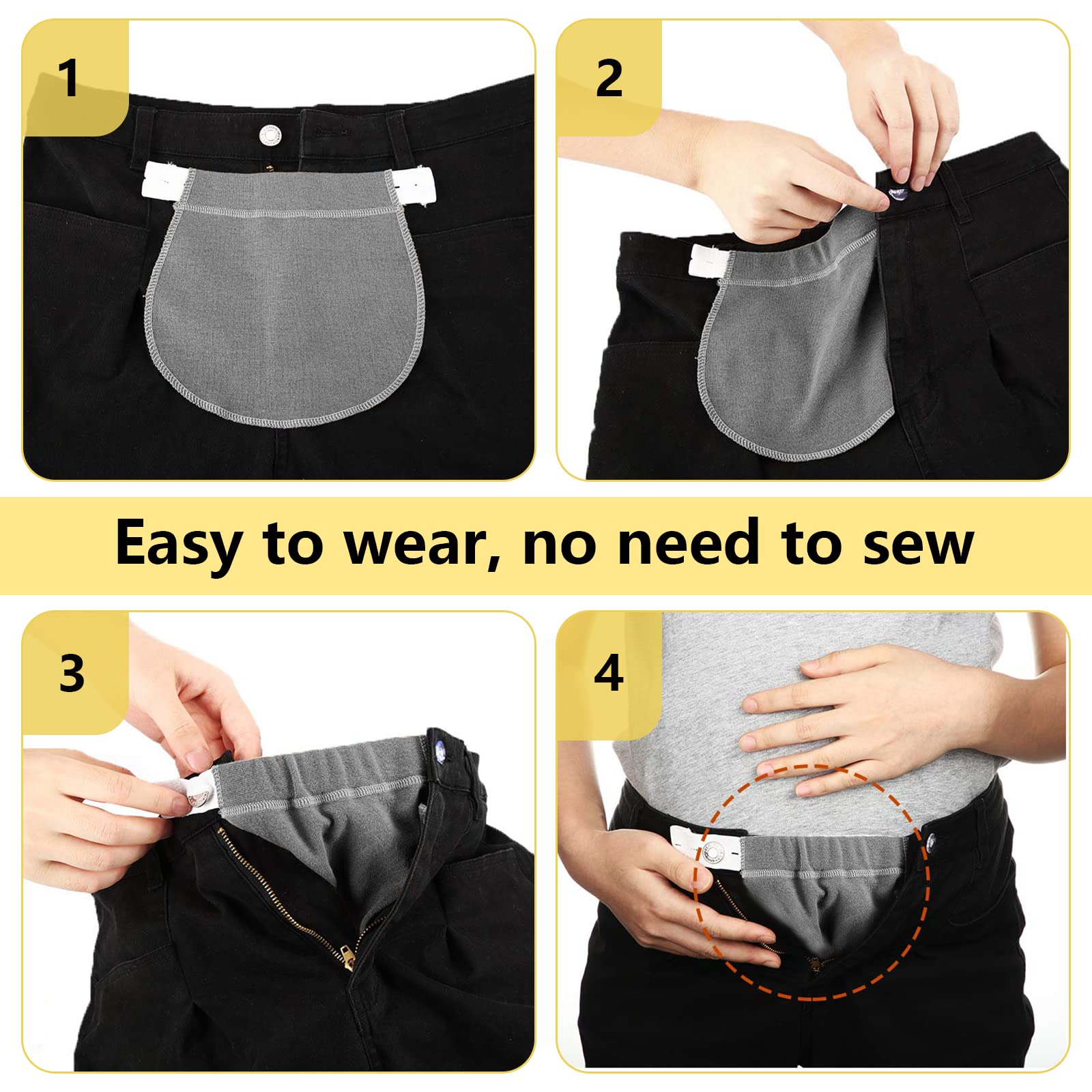 Élargisseur De Pantalon Lot De 4 - Élastique Avec Boutons - Donne 5 Cm De Confort Supplémentaire - Pour Jeans, Jupes, Grossesse