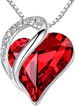 Leafael Necklaces for Women, Infinity Love Heart Pendant with Birthstone Crystals, Jewelry Gifts for Wife, Silver Plated 18 + 2 inch Chain, Graudation Anniversary Birthday Gift for Mom Girls Her