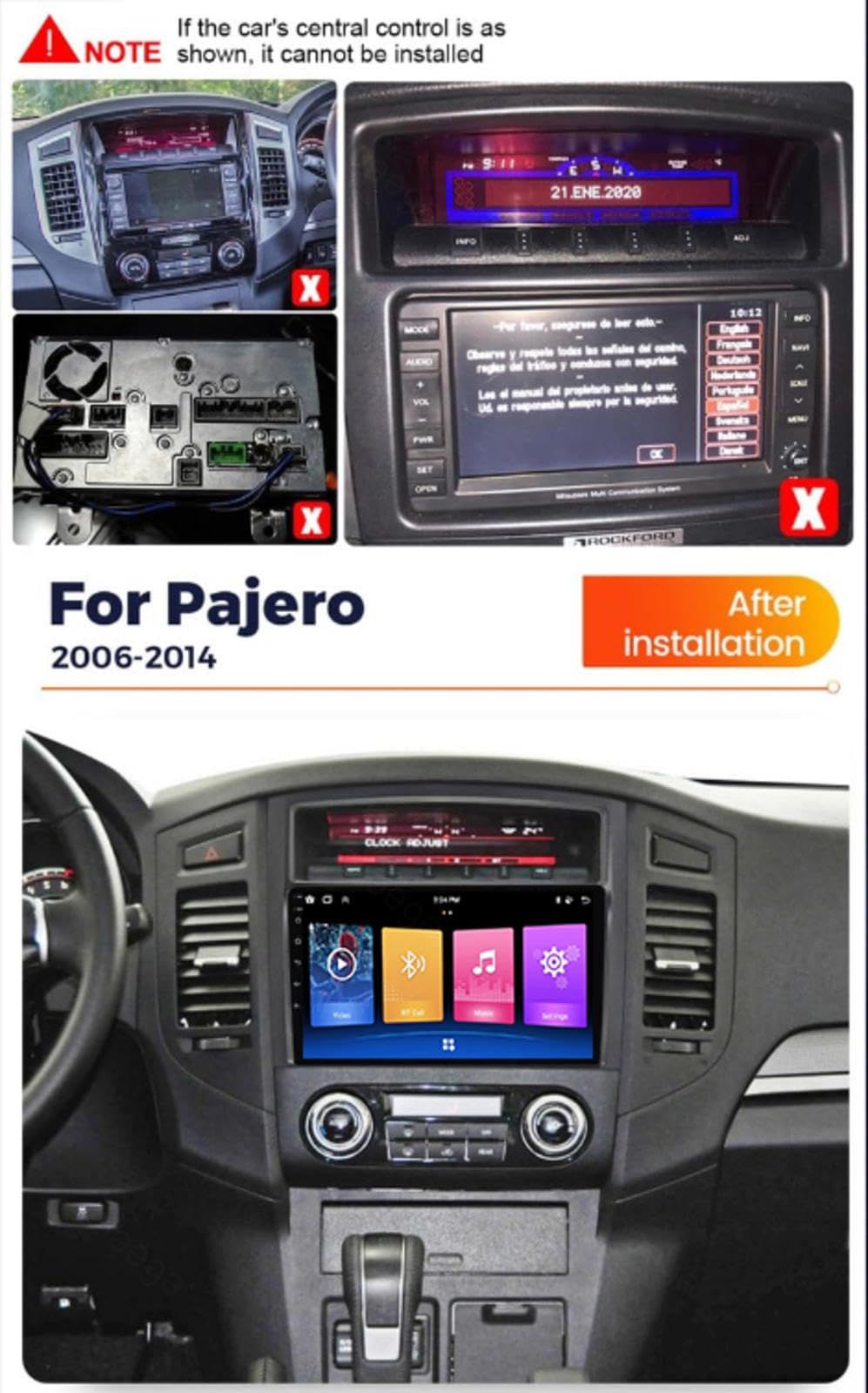 Android 15 Car Stereo 9" Samochód Dla Mitsubishi Pajero 4 V80 V90 2006-2024,M106