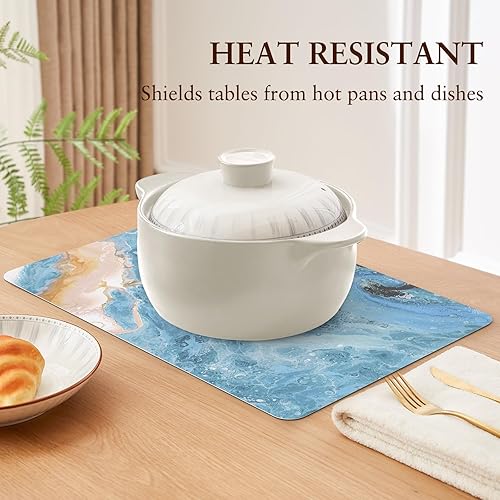 Miniatura 5 de QIYI Juego de 6 manteles individuales de piel sintética de 12 x 18 pulgadas para cocina y comedor, resistentes al calor, antideslizantes, color oro