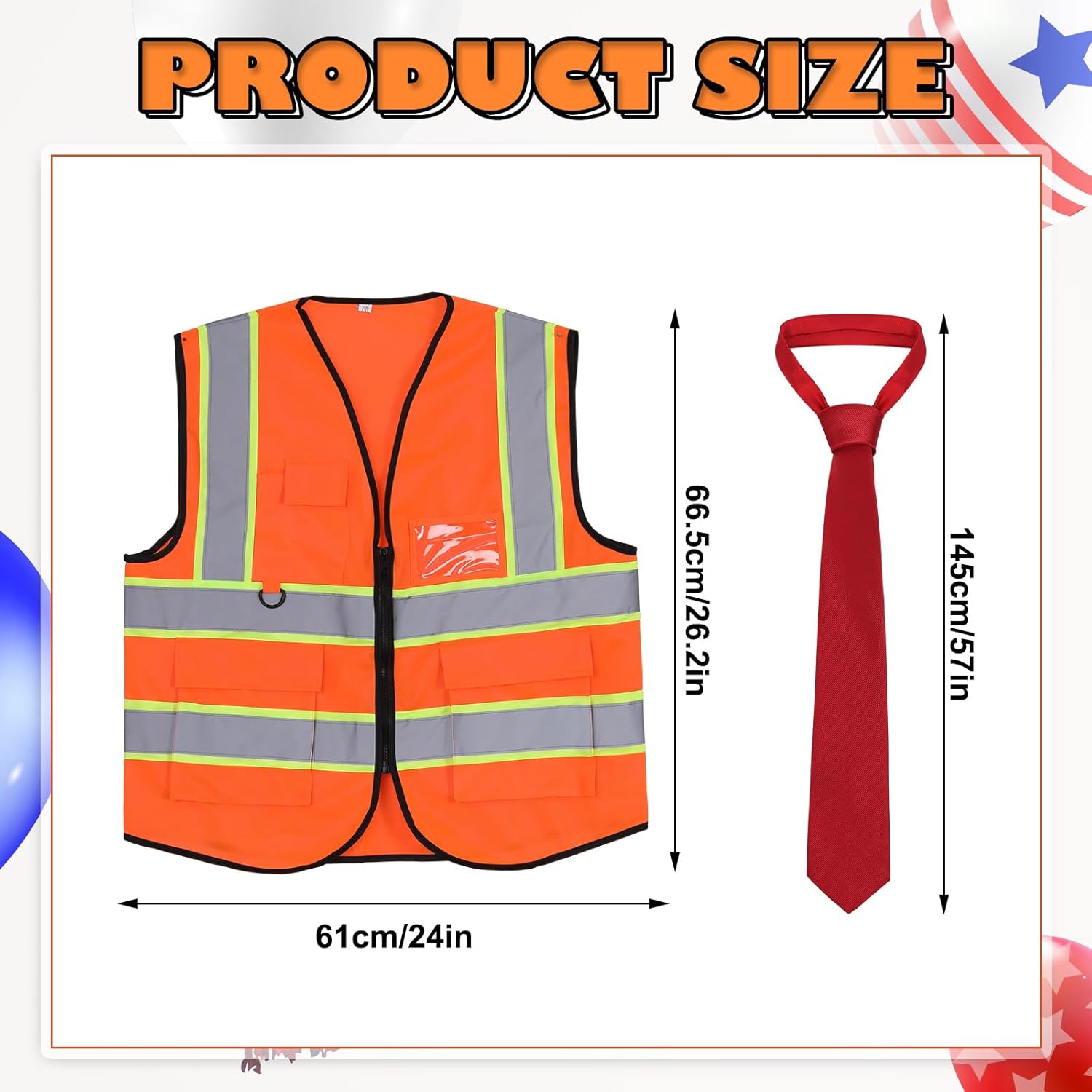 3 Pcs Celebrity Costume Kit Halloween Funny Celebrity Cos Cleaner Presidential Candidate Wig Set Including Orange Vest, Wig, Red White Tie for Halloween Cosplay Party - Image 3