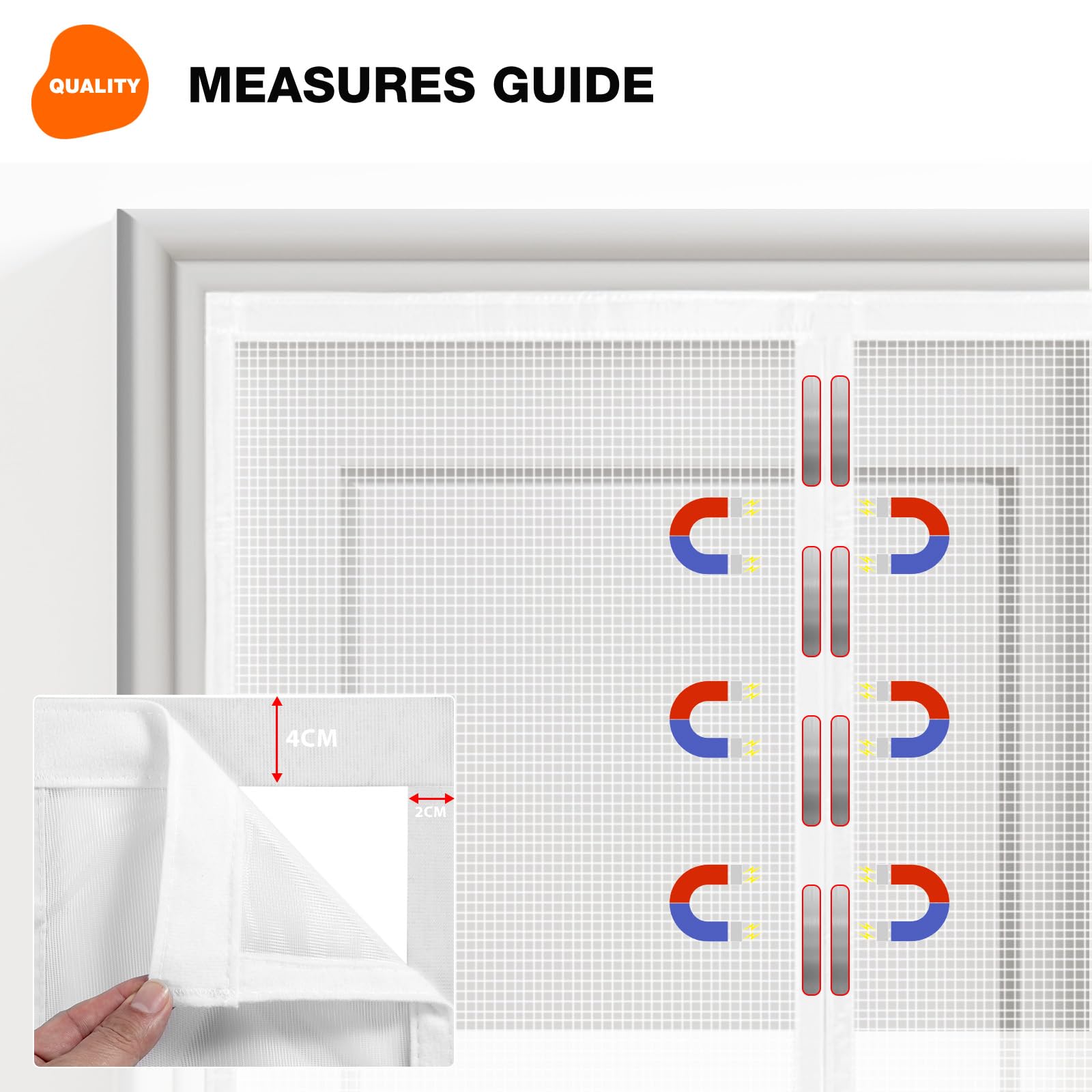 SCREEN DOOR Moustiquaire Porte Fenetre 80x120cm | Moustiquaire Haute Qualité, Protection contre les Insectes, Installation Facile – Blanc