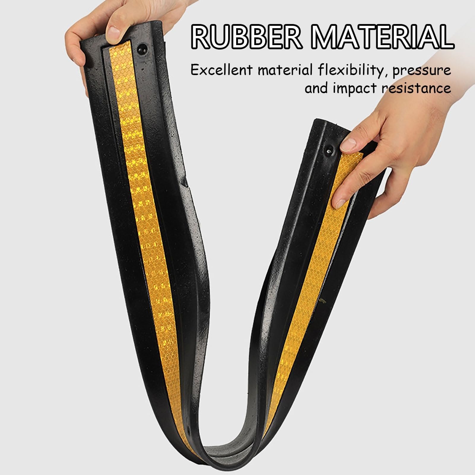 Lot de 4 protections d'angle en caoutchouc pour mur de garage avec bandes réfléchissantes jaunes, pour portes de voiture, entrepôts, stationnement, 100 cm (4 pièces, 120 cm)