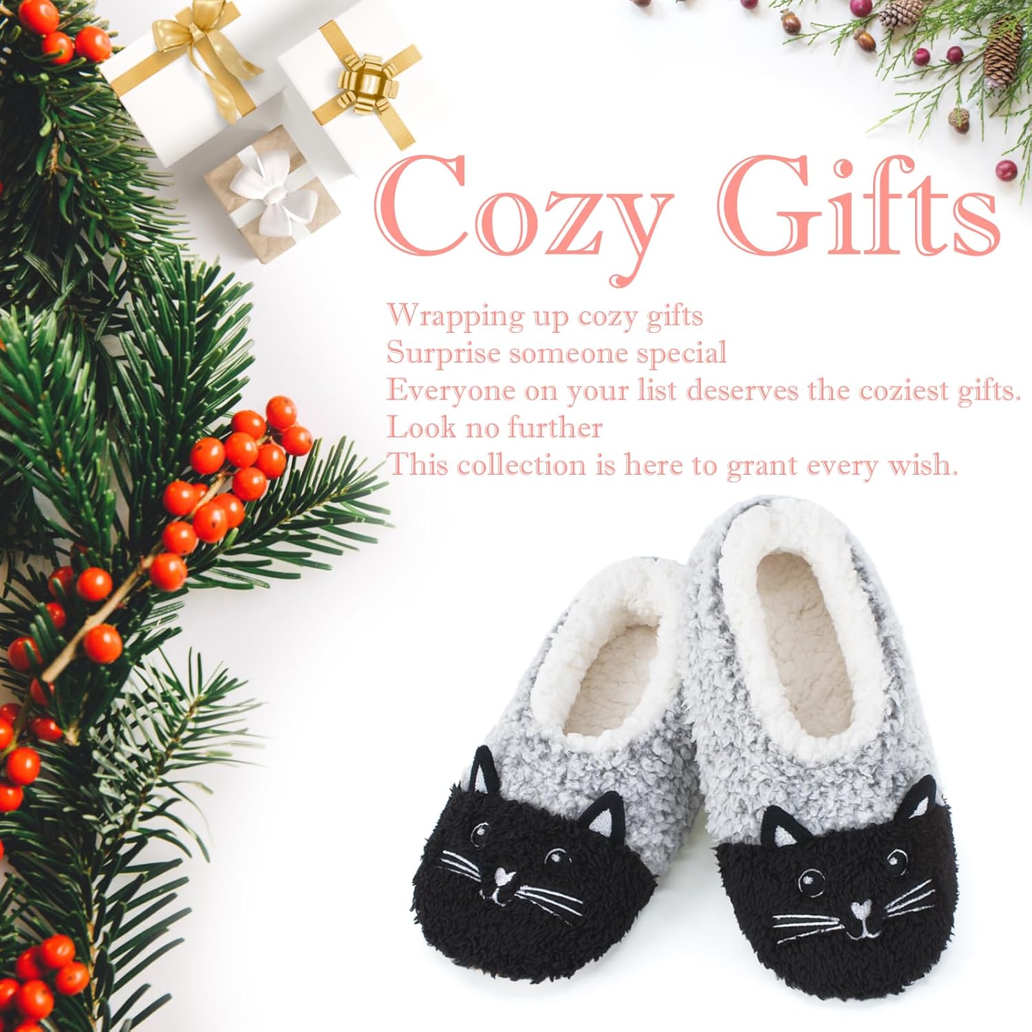 Cute Animal House Slippers, Warm Fuzzy Slipper Socks with Grippers Non Slip, Cozy Funny Gifts - Image 5