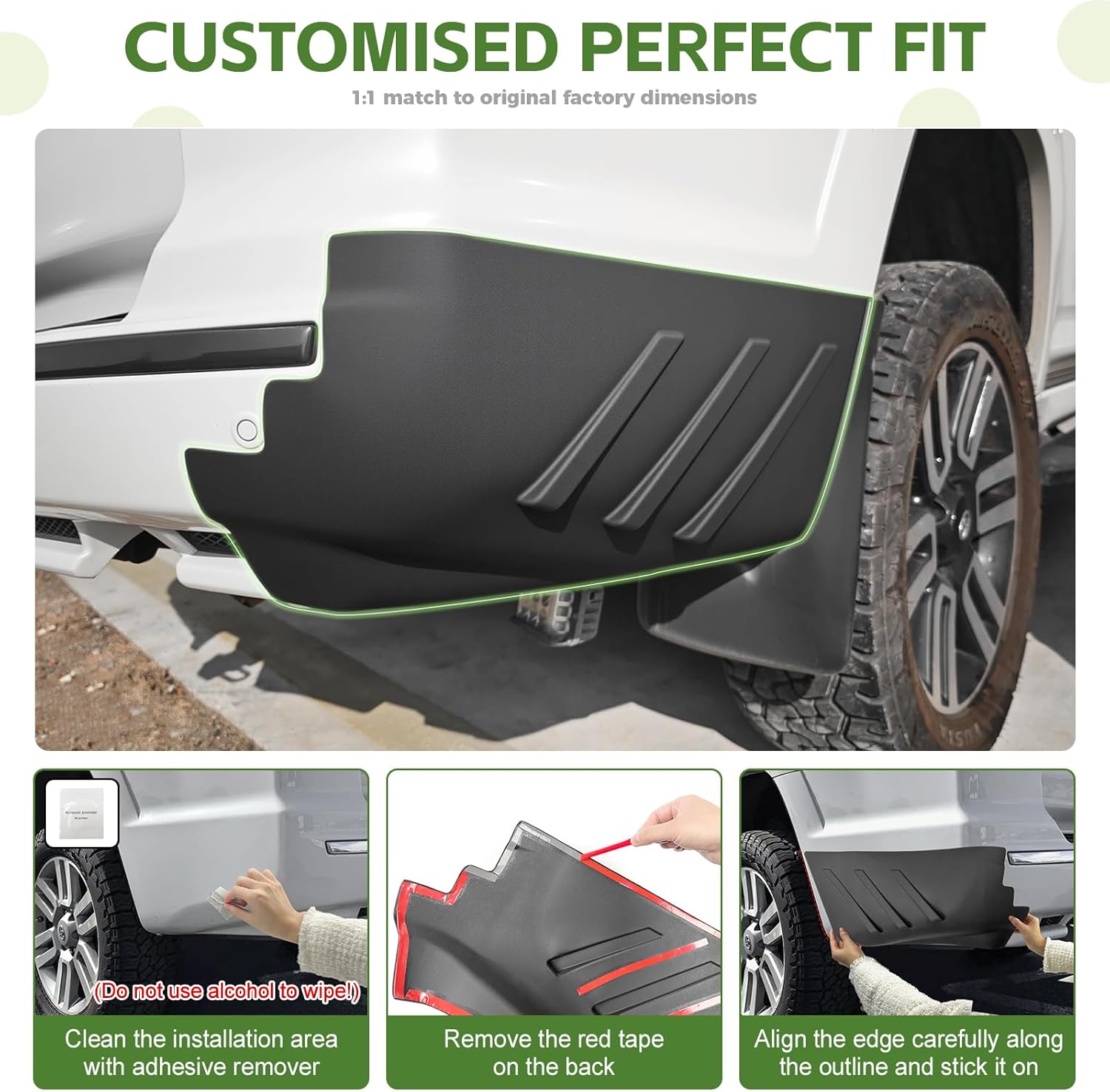 Rear Bumper Protector for 2014-2024 Toyota 4Runner (Only Fits TRD Sport & Limited) Rear Bumper Guards Corner Cover Soft TPE Material for 14-24 4 Runner Car Exterior Accessories