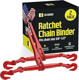 DC Cargo Heavy-Duty Ratcheting Chain Binder 3/8"-1/2", Load Binders with 9,200 lbs Working Load Limit - Chain Binders Ratcheting for Secure and Safe Transport (Pack of 2)