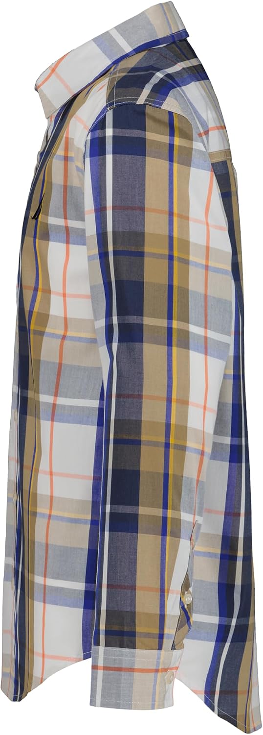 Nautica Boys Long Sleeve Woven Button-Down Shirt, Comfortable, Classic Fit
