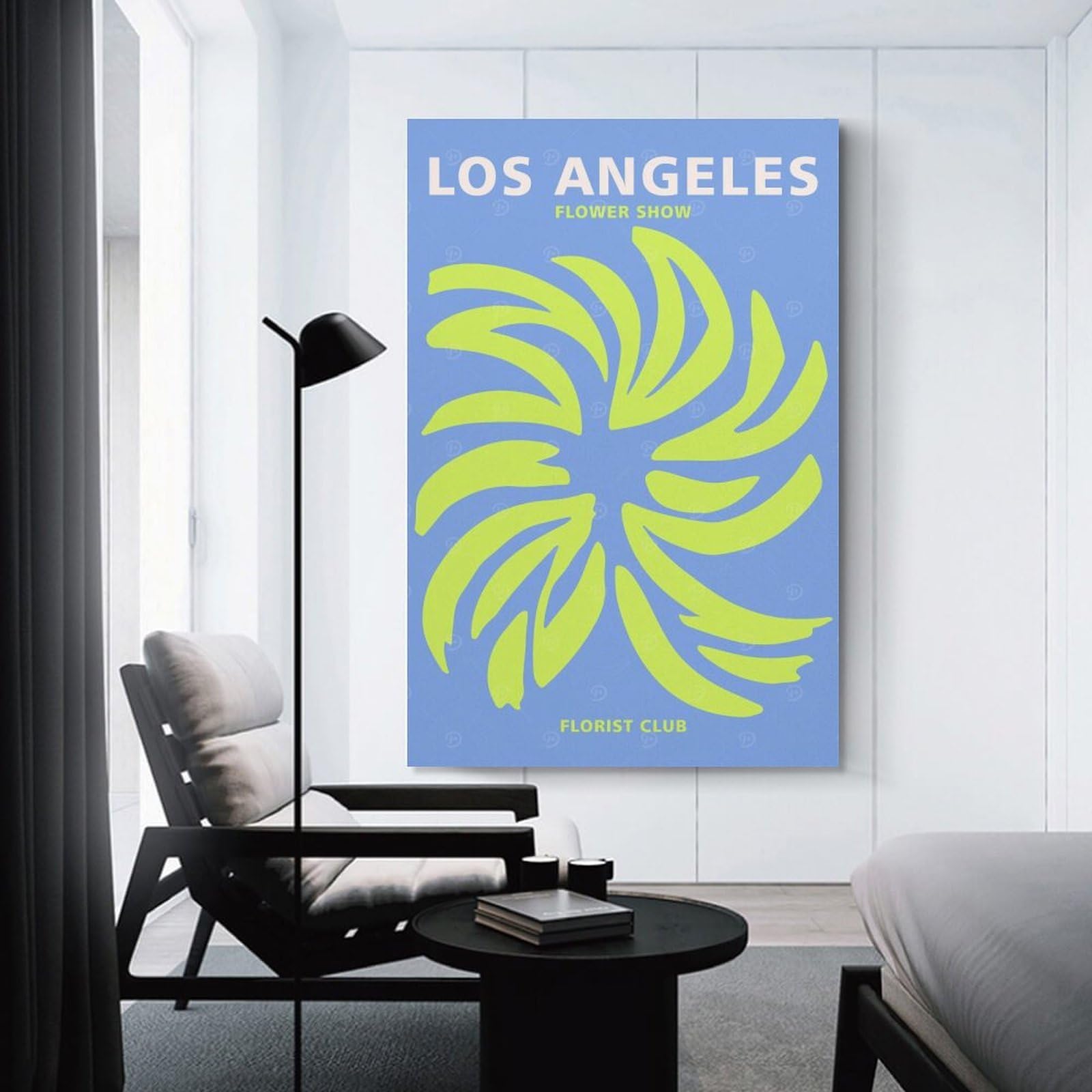 Junmoney Los Angeles Florist Club Hanging Wall Art 24x36inch(60x90cm), for Feature Walls in Flats Or Modern Rooms, Home Wall Art for Statement Displays