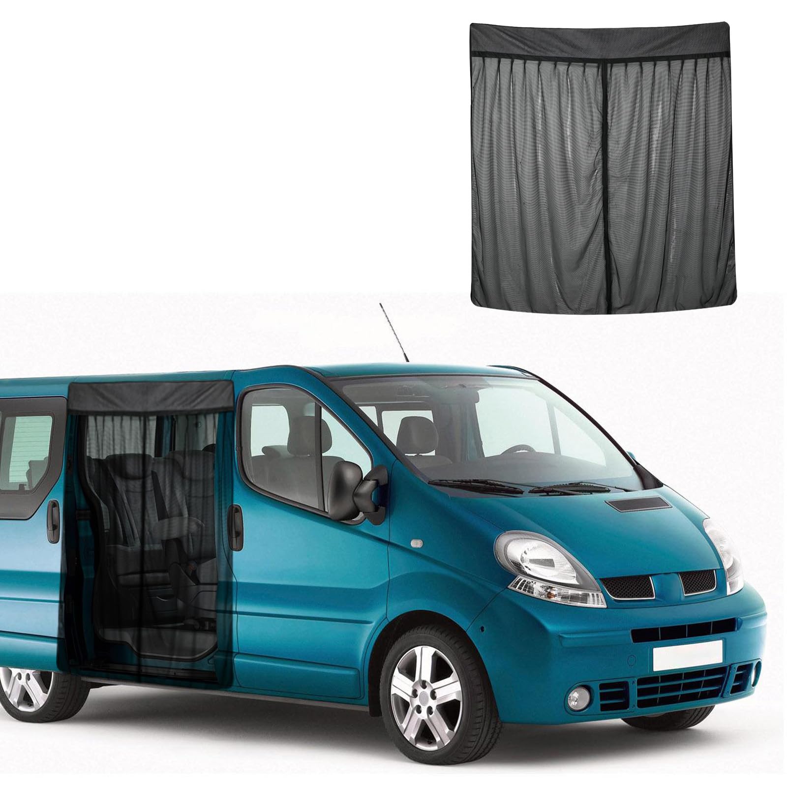 Insektennetz Ersatz für Renault Trafic 2001-2024/Vivaro/Talento/NV300, Auto Seitentür Schiebetür Insektennetz, Einschichtiges Netz Magnetische Moskitonetze Atmungsaktiv Insekten für Outdoor-Camping
