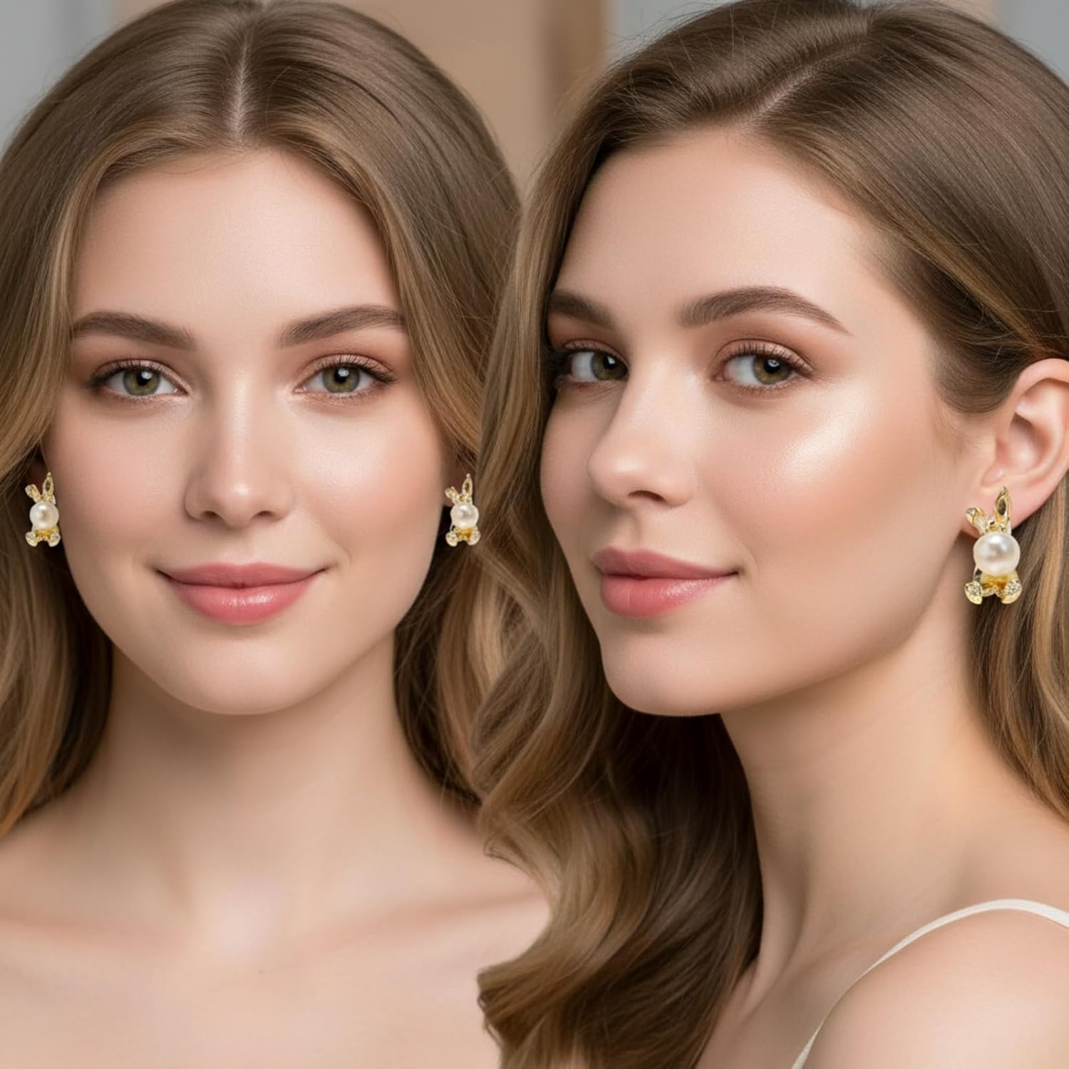 Cute Easter Bunny Jewelry Earrings for Women,Holiday Rabbit Pearl Ear Jacket Earrings for Women,Easter Outfits & Shirt Accessorie - Image 5