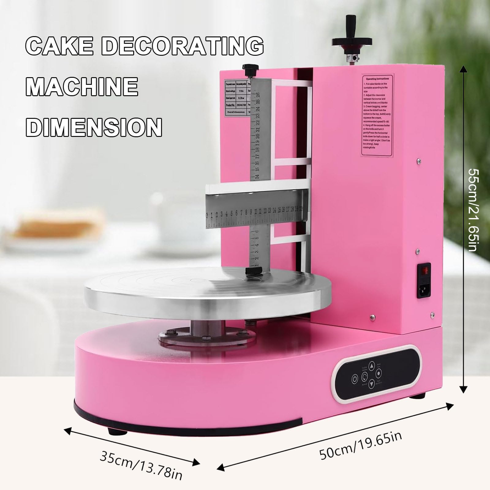 Einstellbare Tortencremestreichmaschine Elektrische Tortendekorationsmaschine zum Verteilen von Kuchencreme, zum Bestreichen und Schmieren von Kuchenglasuren, für 4-12 Zoll Kuchen Pink