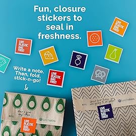 Lunchskins Compostable XL Sandwich Bags - 100 Count | Chevron Design | Eco-Friendly Food Storage Bags Made from Unbleached Kraft Paper with Recyclable Resealable Stickers