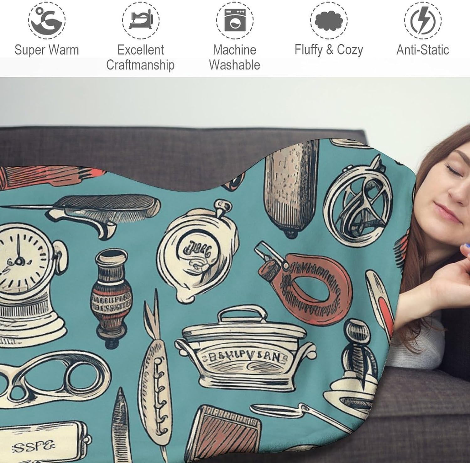 Barber Shop Blanket Round Beach Tapestry Flannel Round Tablecloth Boho Beach Blanket Home Decor Indie Rug Comfortable Yoga Mat for Multi Scenario Usage