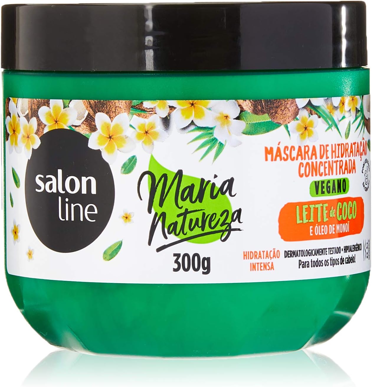 Salon Line Linha Tratamento (Maria Natureza) Mascara Leite de Coco e Oleo de Monoi Hidratacao 300 Gr - (Mary Nature Collection - Coconut Milk And Monoi Oil Moisturizing Mask Net 10.58 Oz)