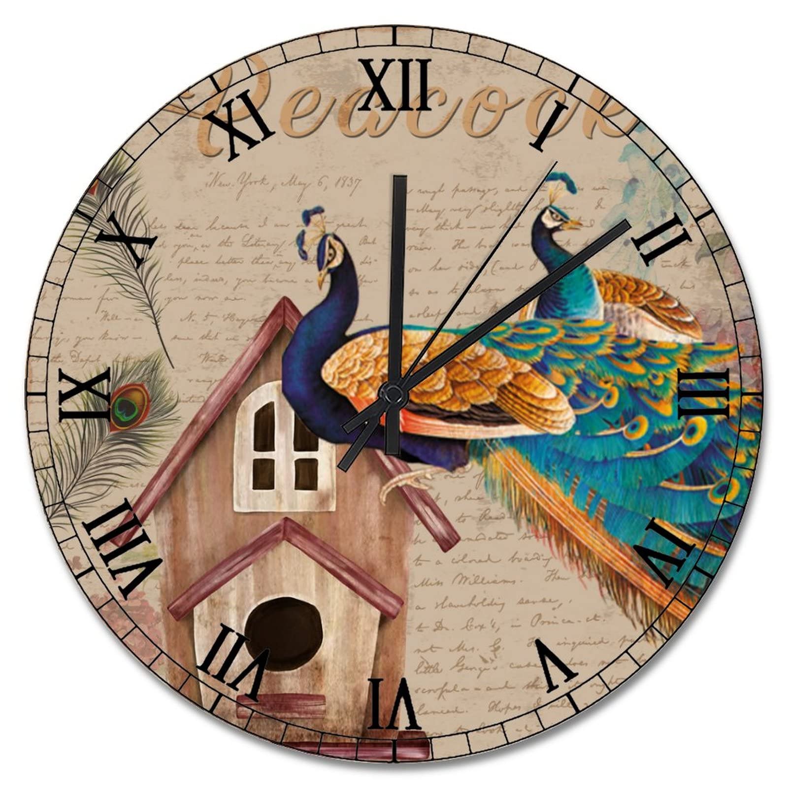 Horloge murale paon silencieuse pour sublimer un mur de salon