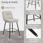 Cozyman Ensemble de 3 24" Tabourets de comptoir pour l'île de la cuisine,Beauge Gray, cuir faux, dossier rembourré, facile à nettoyer, hauteur de siège 24.4", tables hautes 35"-38" , style moderne