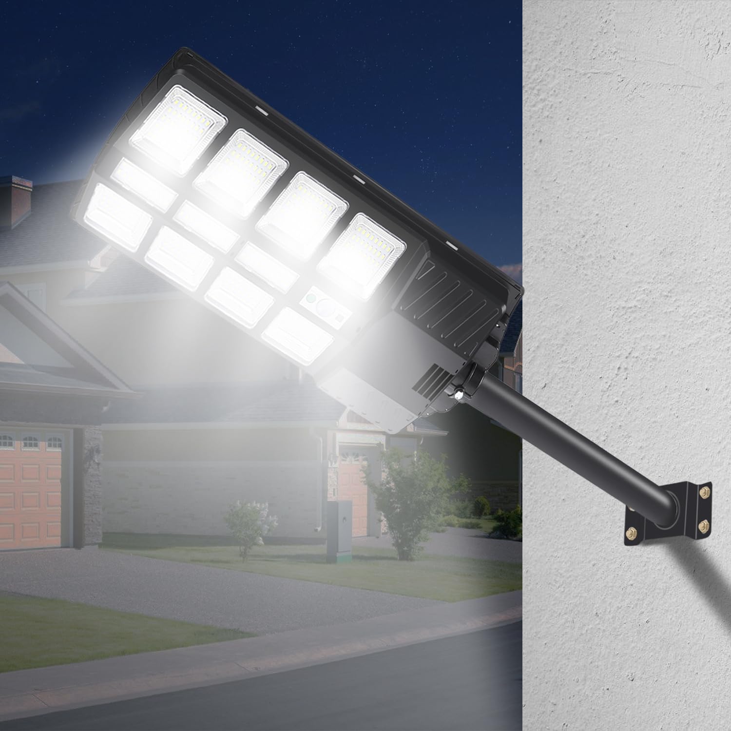 Lampa uliczna 300 W, solarna lampa uliczna z pilotem zdalnego sterowania, wodoszczelna, 6500 K, zimna biel, IP65, wodoszczelna