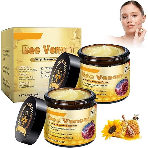 Bee Venom Comprehensive Cream, Professional Bee Venom Skin Treatment Cream, Advanced Firming & Wrinkle-Reducing cream Natural Skin Moisturizer for All Skin Types(2pcs)