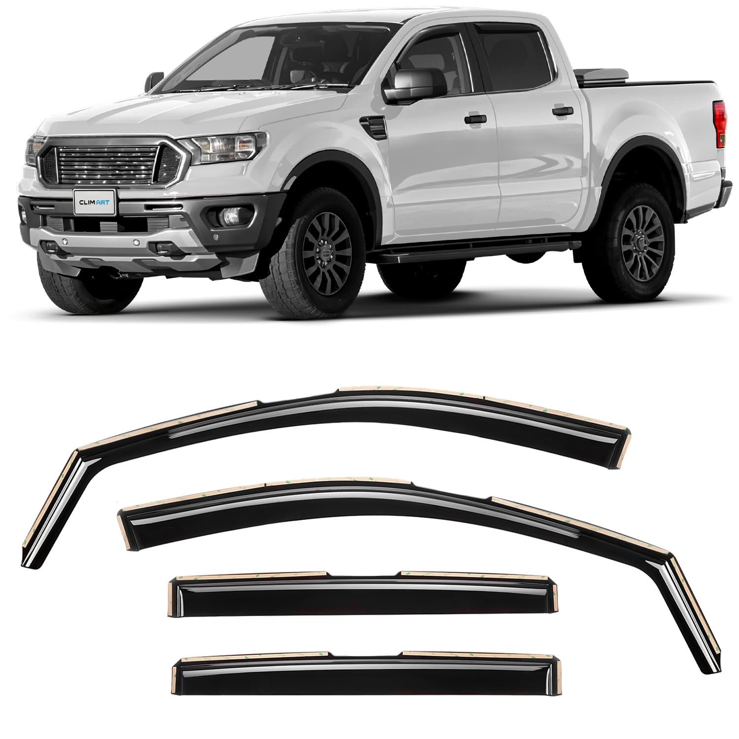 CLIM ART Deflektory do/kompatybilne z Ford Ranger 11-23 Zintegrowane 4 szt