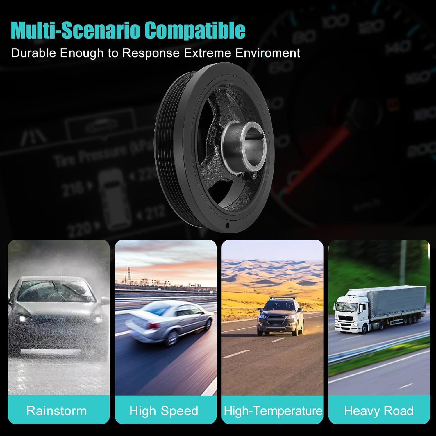 594-420 Harmonic Balancer Crankshaft Pulley For 2007-2020 Chevy Equinox Malibu Traverse Impala & GMC Acadia & Buick Allure Enclave & Cadillac & Saab & Pontiac & Saturn V6 2.8/3.0/3.6L 12603181