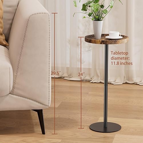 Miniatura 3 de Mesa de bebida, mesa de pedestal pequeña, mesa auxiliar redonda pequeña para sala de estar, dormitorio, baño