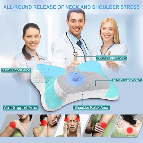 Miniatura 4 de Greeze Almohada cervical para el cuello, almohada cervical para aliviar el dolor de cuello, almohadas de espuma viscoelástica para dormir, almohada