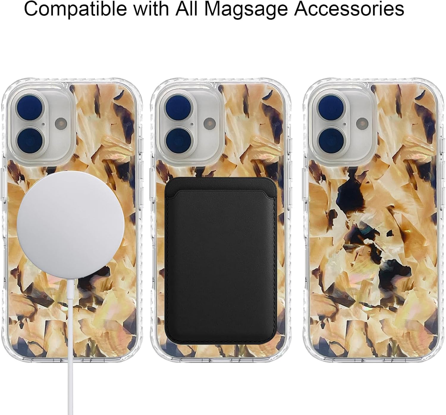 Magnetic Case for iPhone 17 6.3 inch Compatible with MagSafe Abalone Seashell | Cute for Girls Women | Military Grade Dropproof | | Protective Phone Cover | Brown Natural Luxury Marble