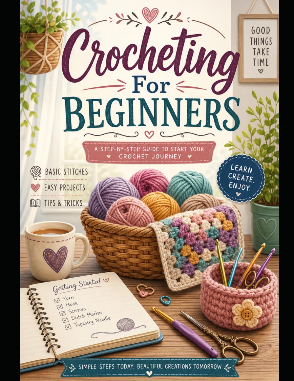 Crocheting For Beginners: A Simple Step-by-Step Guide to Learning Crochet, Mastering Basic Stitches, and Creating Your First Handmade Projects (Crafts and Hobbies)
