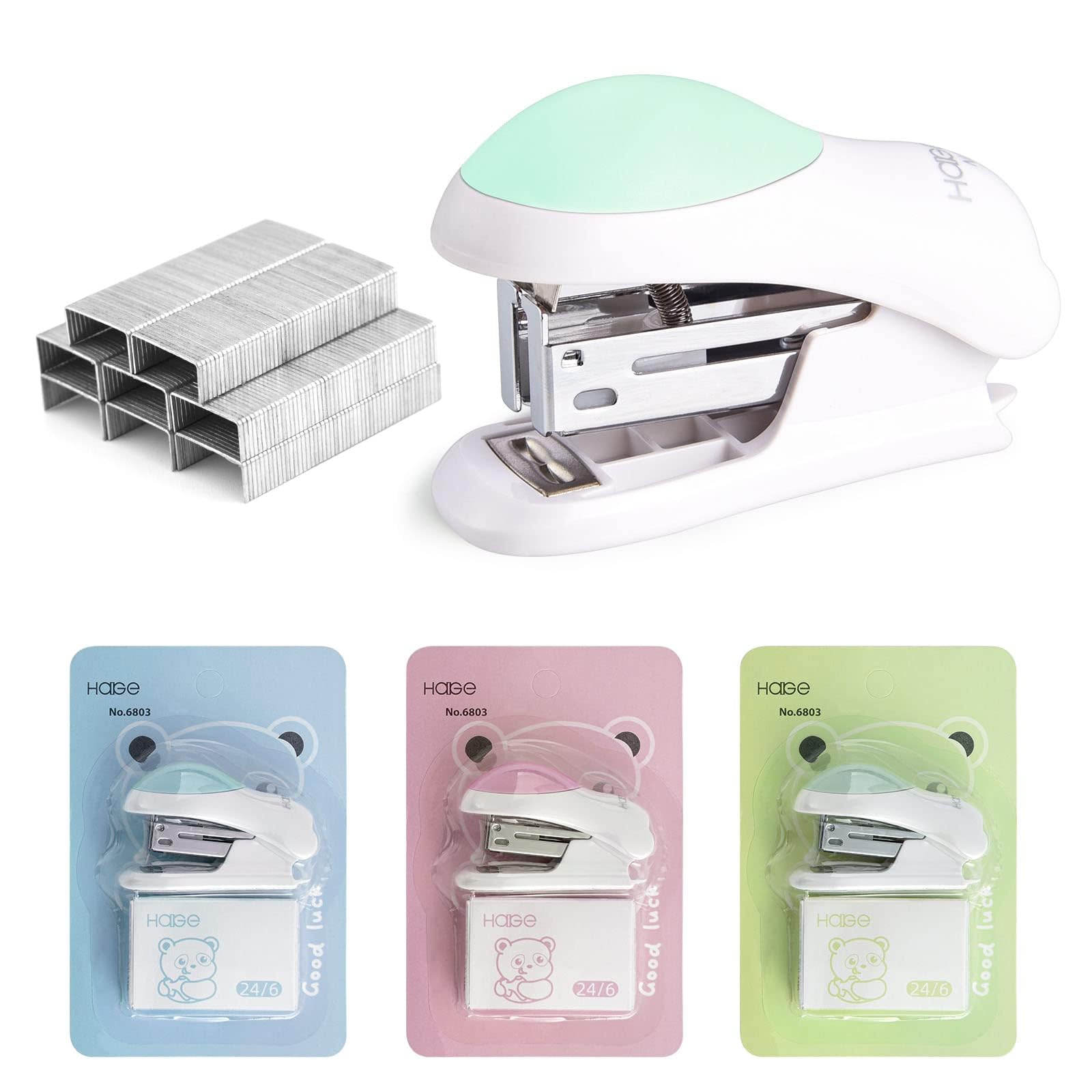 Sponsored Ad – Azonee 3 Pack Mini Stapler With 400 Staples - 2-24 Sheets Capacity, Standard Staples With Box, Desktop Remover for Kids School Office Supplies, 3 Colors