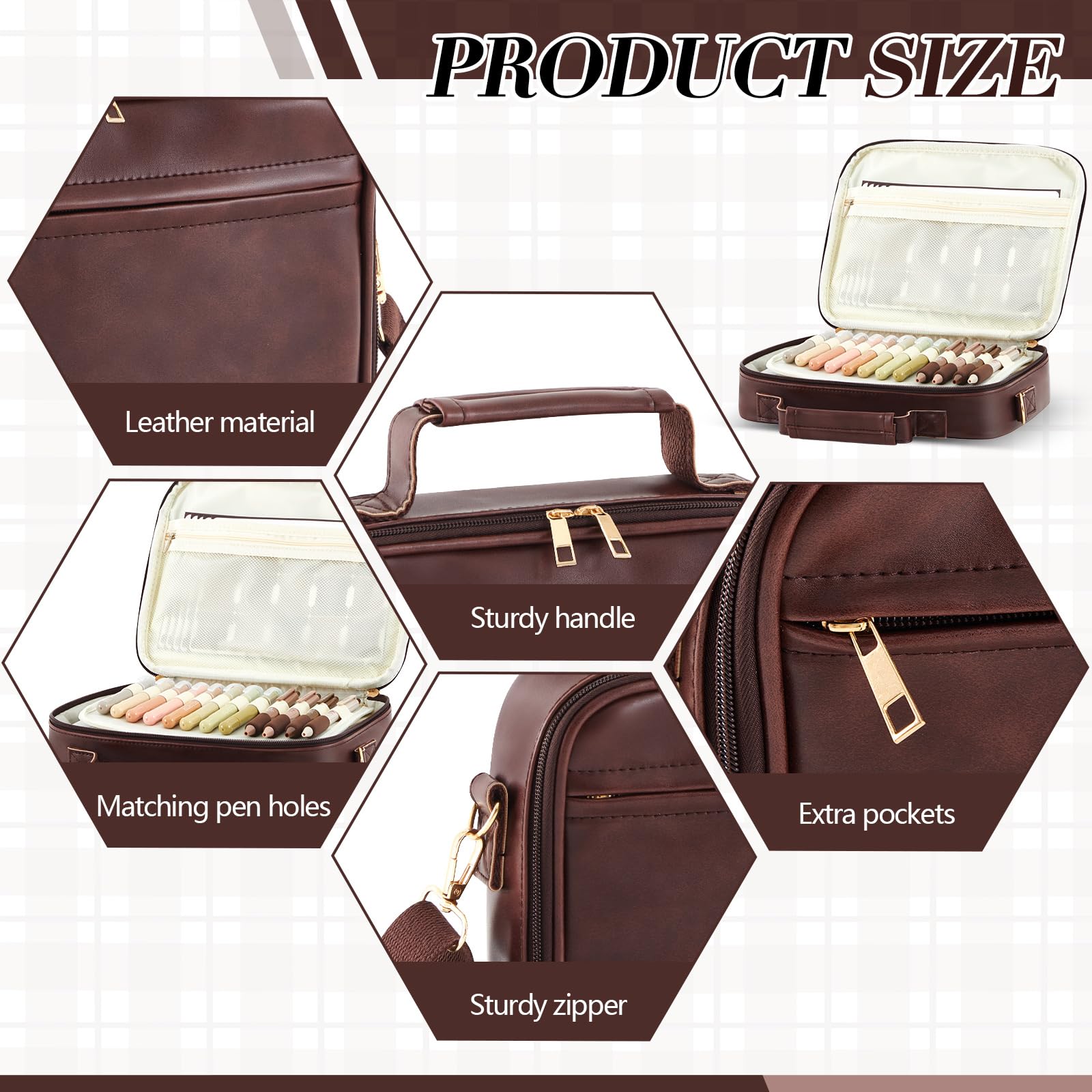 Sinload Étui de bible vintage en cuir avec onglets de la Bible, 4 stylos gel, 8 surligneurs, étui de bible avec bandoulière pour étude, sac d'église fabriqué à la main et cadeau religieux pour homme