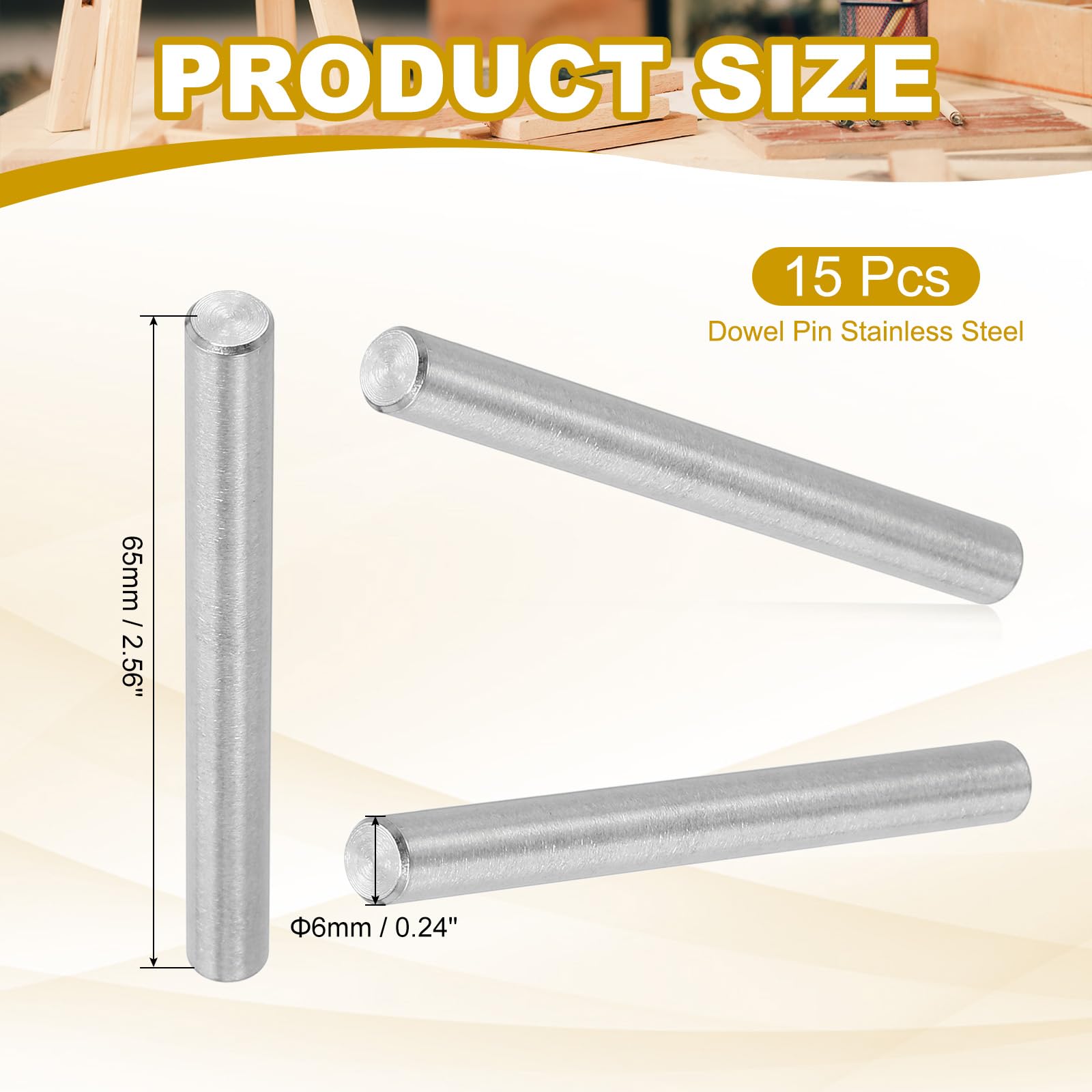 PATIKIL 6mm x 65mm Dowel Pin Stainless Steel - Image 2