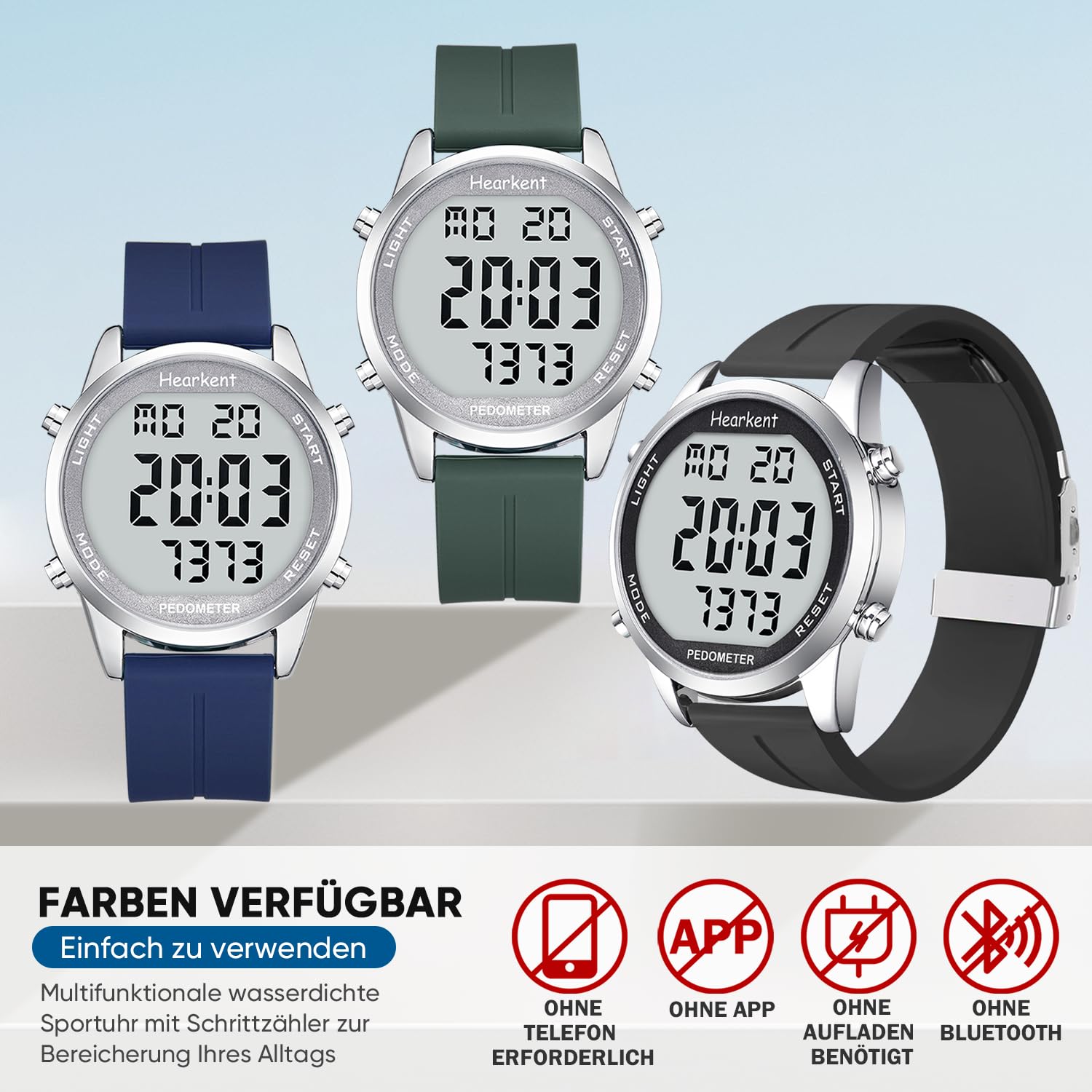 Schrittzähler Uhr Herren Ohne App und Handy,Großen Ziffern Digitaluhr,30M Wasserdicht,Fitness Tracker Fitnessuhr mit Schrittzähler Kalorienzähler